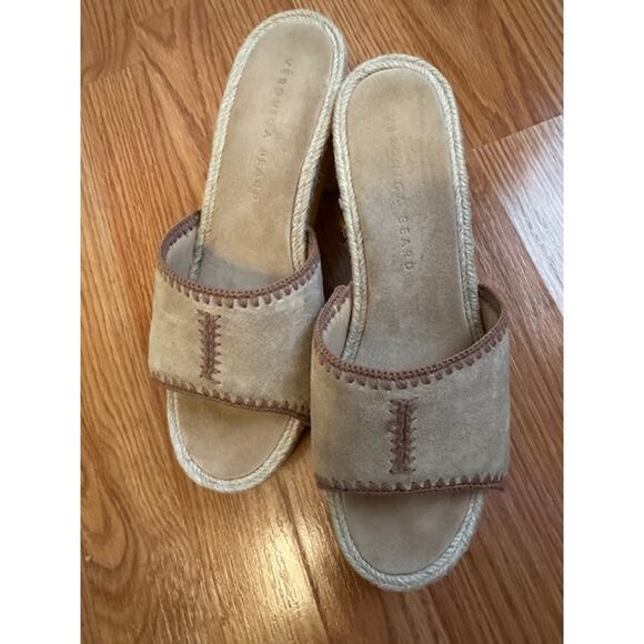 Veronica Beard  Hannalee Suede Wooden Platforms 9 - Picture 4 of 11